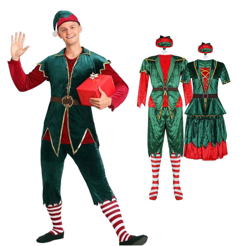 Elf Costume Christmas - Christmas Santa Claus Costume Couple Suit