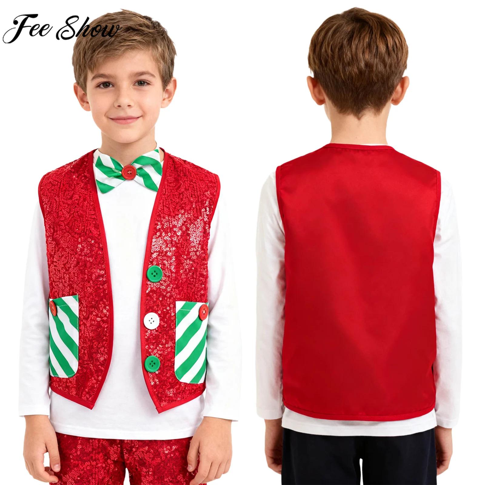 Elf Costume Christmas - Boys Girls Christmas Party Santa Elf