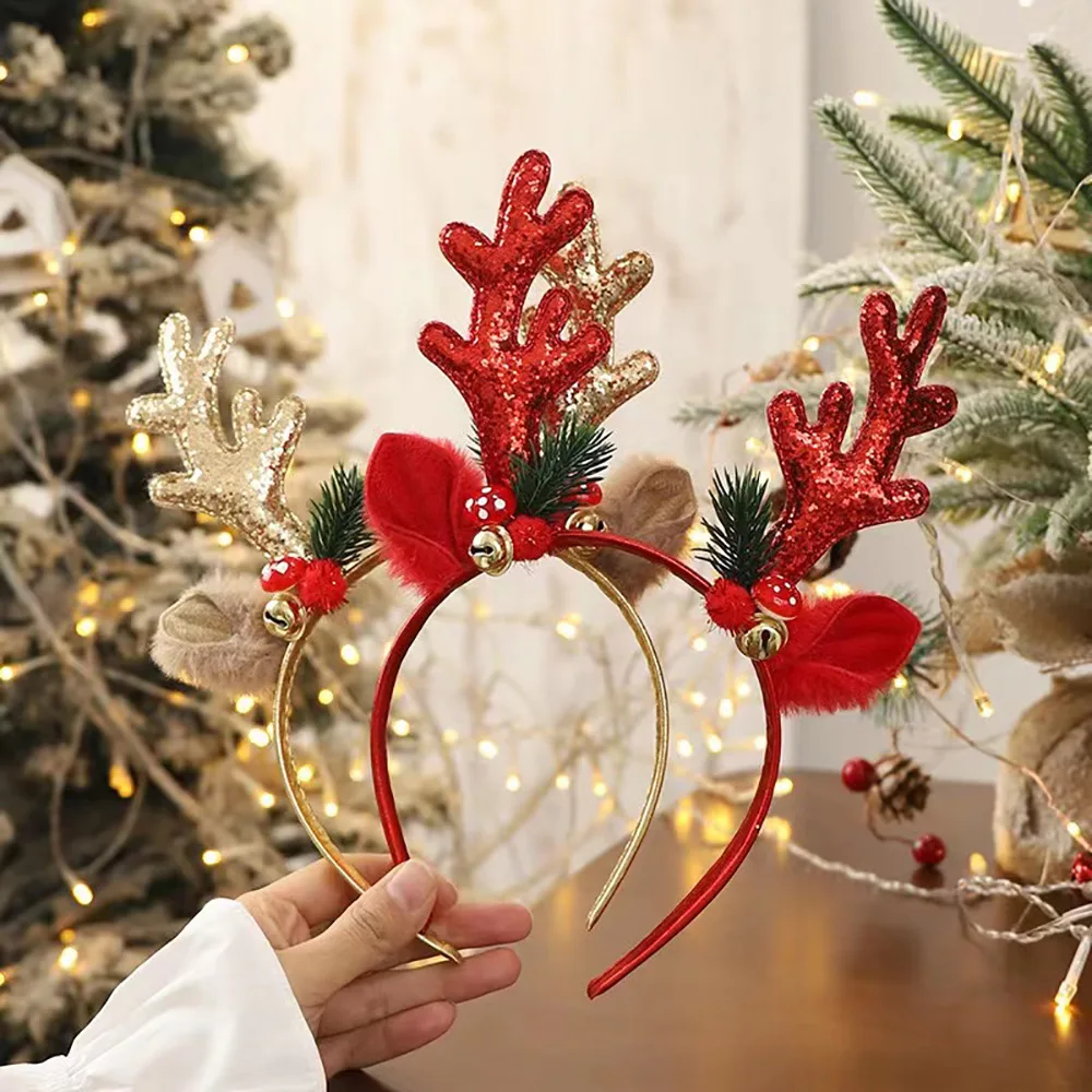 Christmas Glitter Deer Antlers - Reindeer Antlers Headband ulasan dan harga