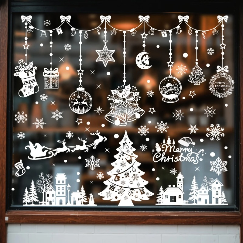196pcs/9 Sheets Christmas Stat - Snowflake Window Decal ulasan dan harga