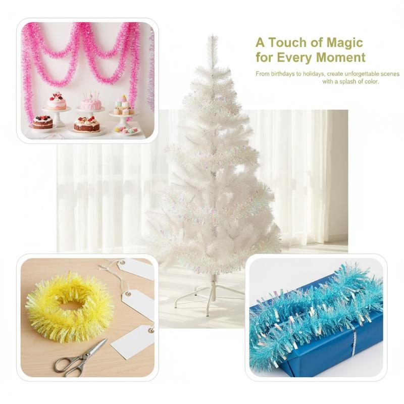 Light Green Iridescent Hologra - Tinsel Garland Decoration ulasan dan harga