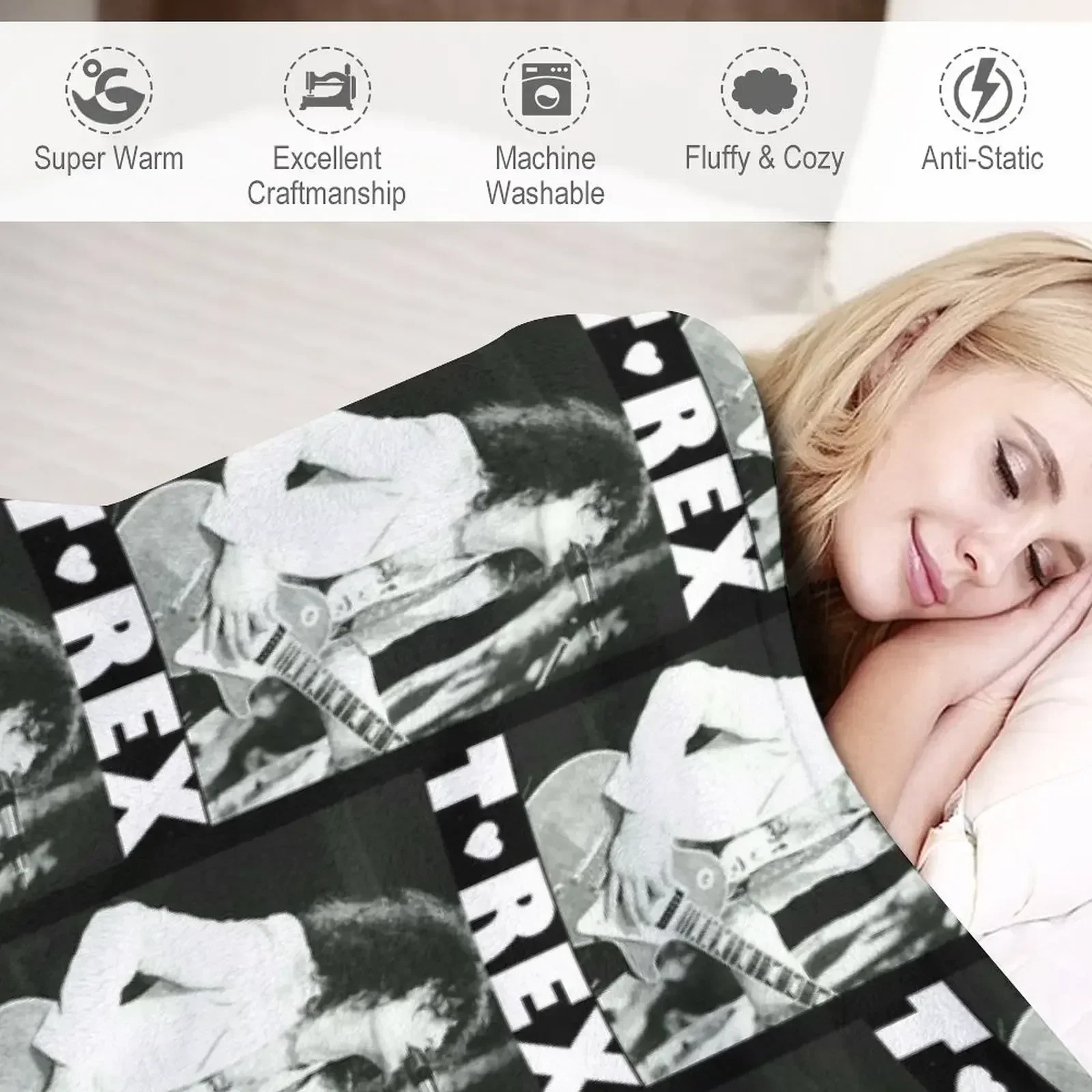 T Rex - Marc Bolan Throw Blank - Christmas Throw Blanket ulasan dan harga