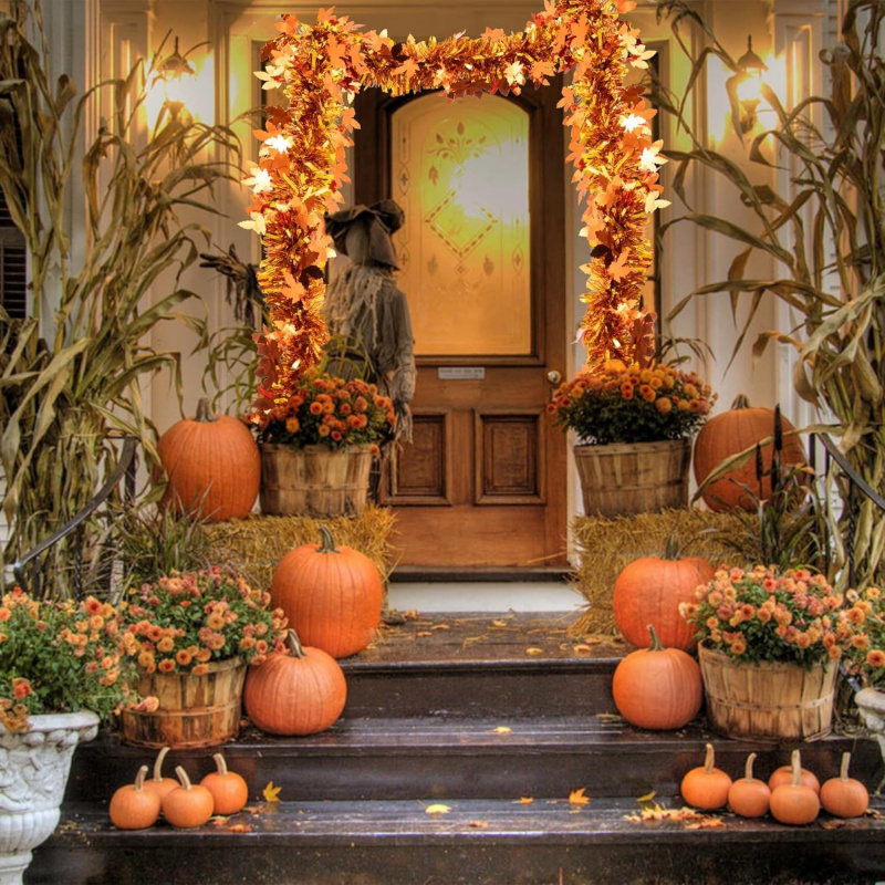 2pcs Thanksgiving Fall Maple L - Tinsel Garland Decoration ulasan dan harga