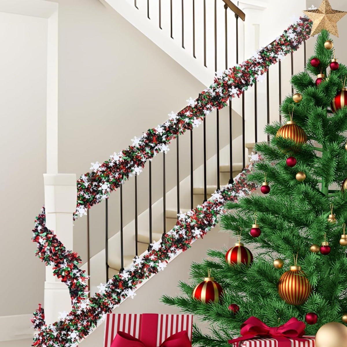 6.56 Feet Green Red Christmas  - Tinsel Garland Decoration ulasan dan harga