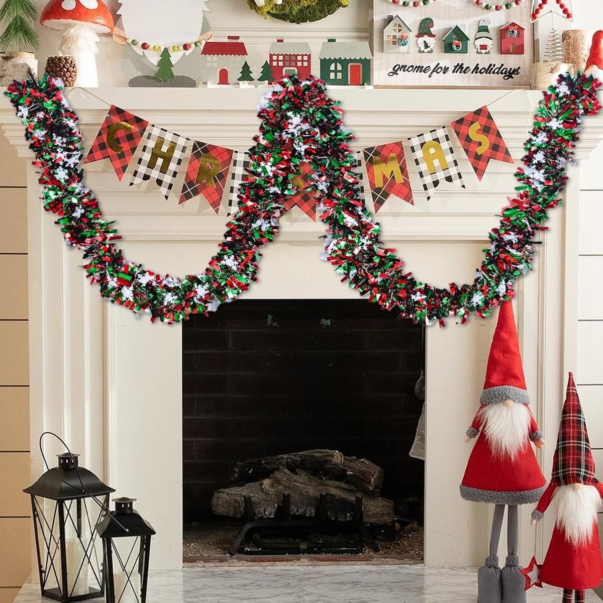6.56 Feet Green Red Christmas  - Tinsel Garland Decoration ulasan dan harga