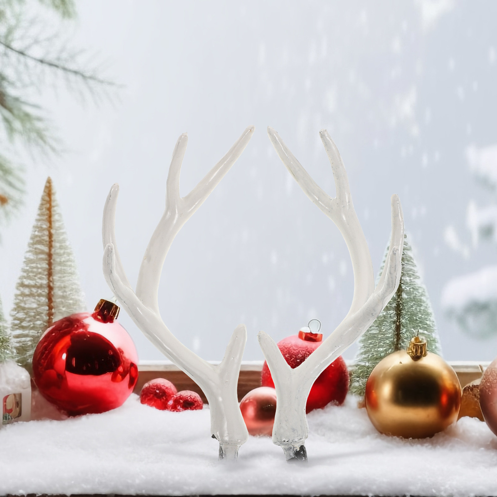 1Pair Lifelike White Deer Antl - Reindeer Antlers Headband ulasan dan harga